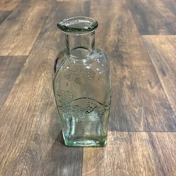 Other - Vintage Green Glass Cruet Bottle Embossed Grapes Vine Olive Oil Vinegar Decanter